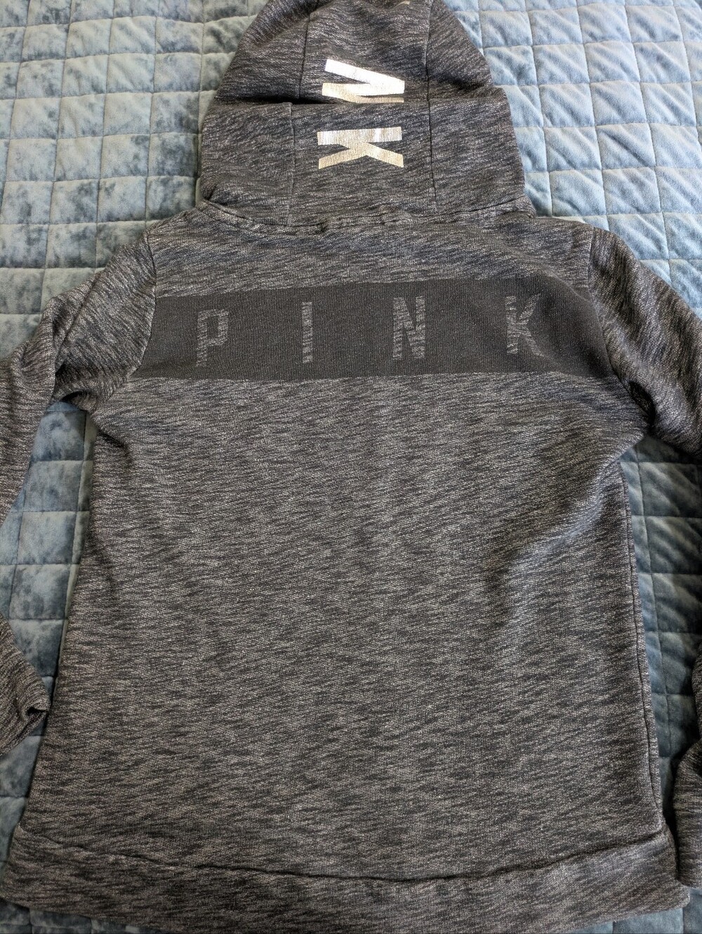 PINK Victoria's Secret Heather Charcoal Zip-Up Hoodie